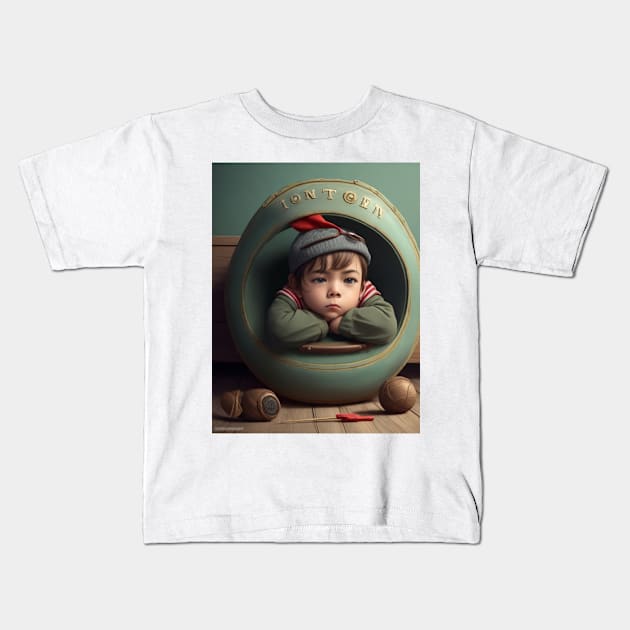 bored little boy sitting . Kids T-Shirt by MeriemBz